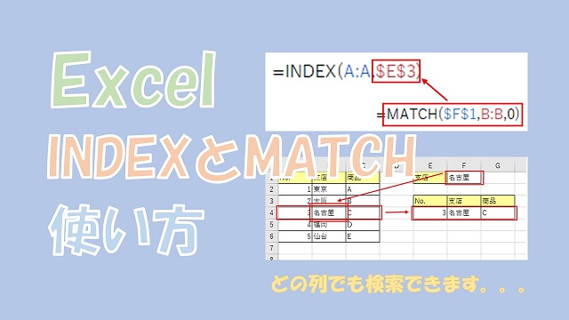 【Excel】INDEXとMATCHを組み合わせた使い方【表を自由に検索できる】　