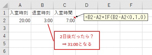 Excel 時間の引き算で日付をまたぐ場合 If関数を使うか日付を追加