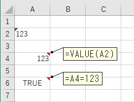VALUE関数を使って文字列を数値に変換した結果が数値かを比較する